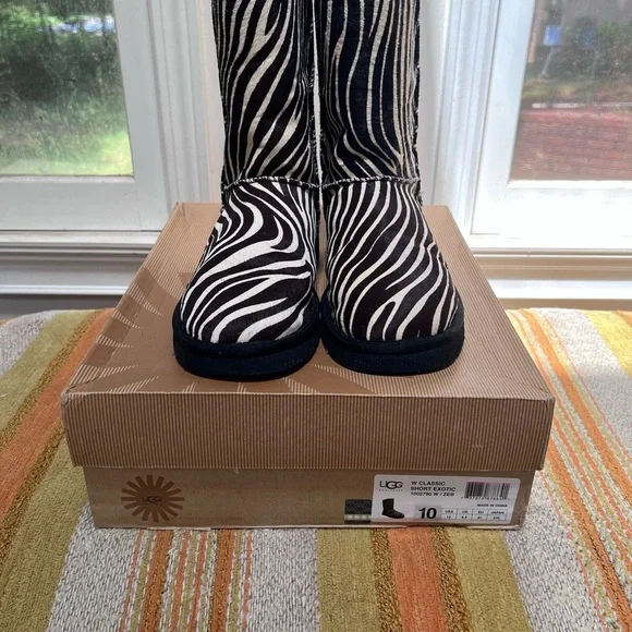 UGG Black and White Animal Print Boots - Picture 2 of 5